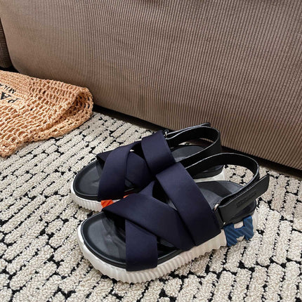 ELECTRIC SANDAL BLACK MIX CHARCOAL BLACK CALFSKIN