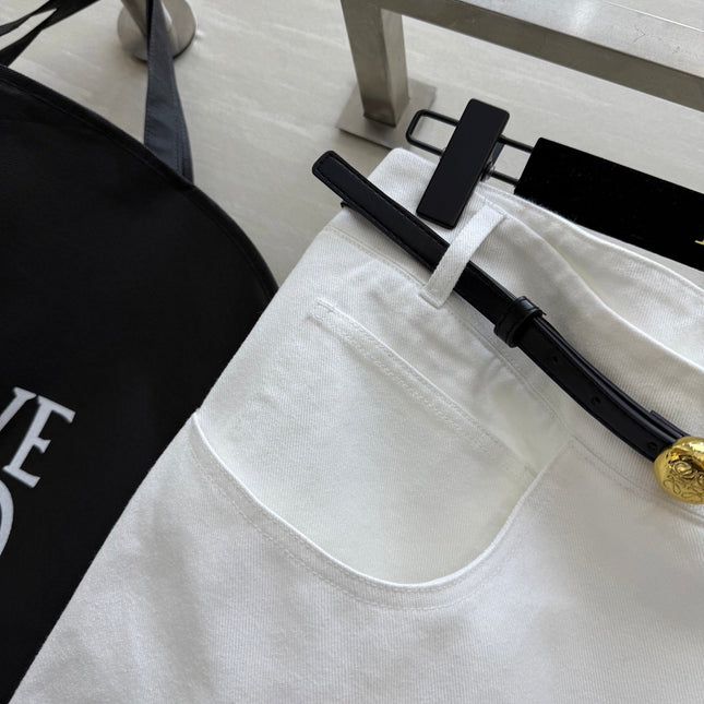 Loewe 25 Belt Skirt White Cotton