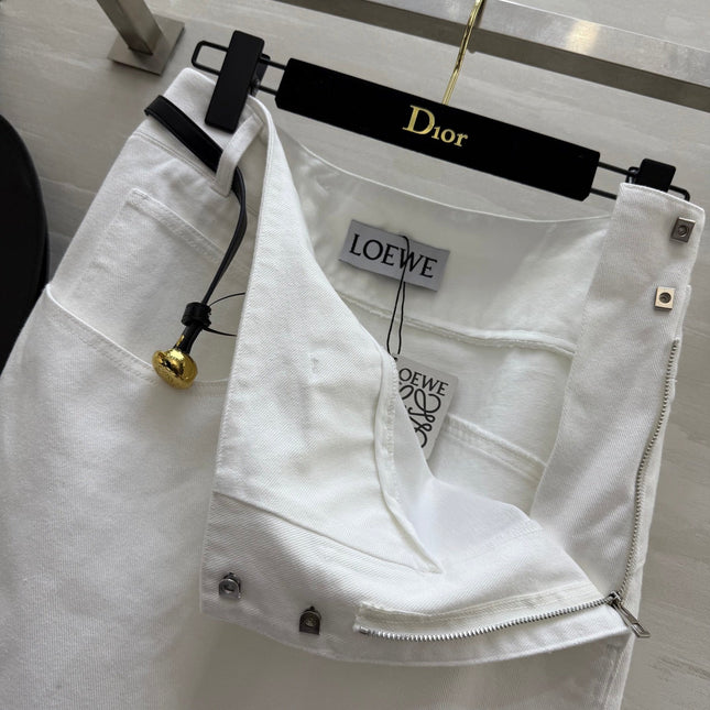 Loewe 25 Belt Skirt White Cotton