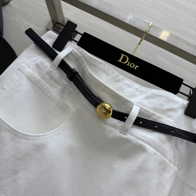 Loewe 25 Belt Skirt White Cotton
