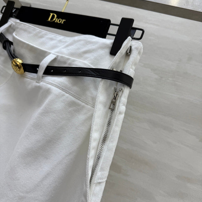 Loewe 25 Belt Skirt White Cotton
