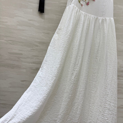 CC Retro Floral Dress White Cotton