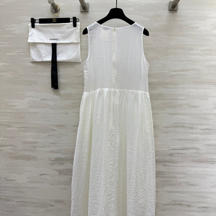 CC Retro Floral Dress White Cotton