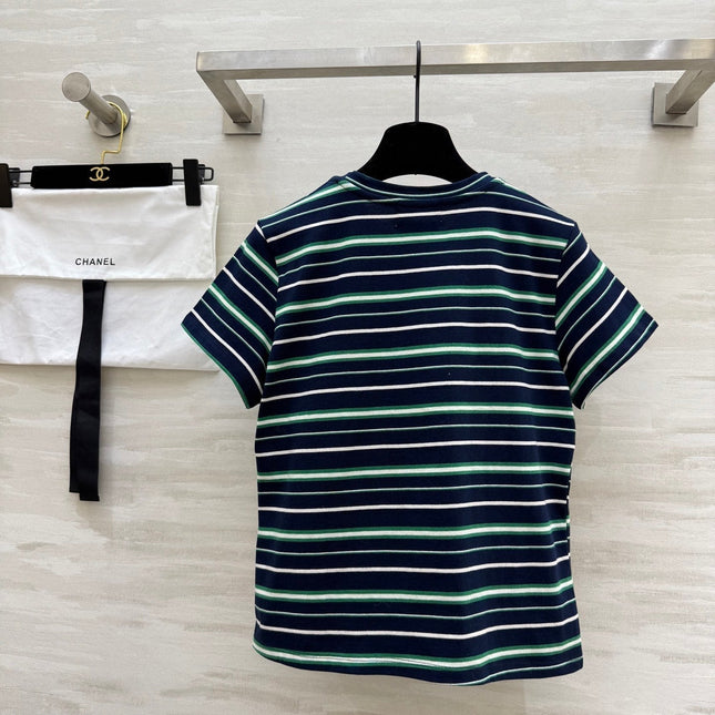 CC Beaded Flowers Shirt Dark Blue Cotton