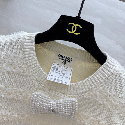 CC Short Sleeve Knitted T-shirt Ivory Imported Fabric