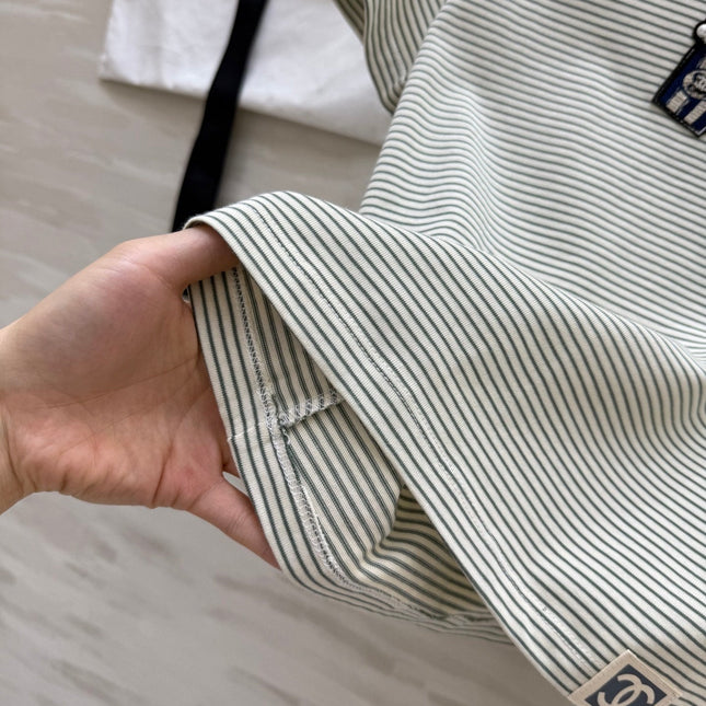 CC Beaded T-shirt Gray White Cotton