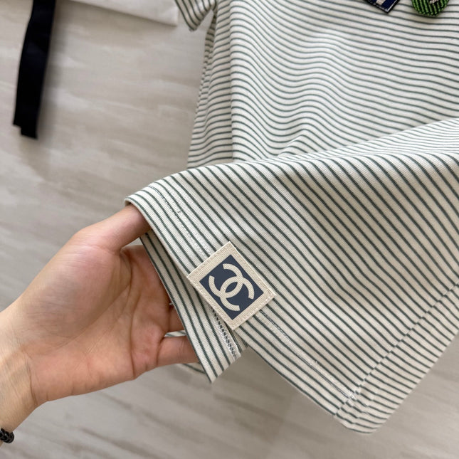 CC Beaded T-shirt Gray White Cotton