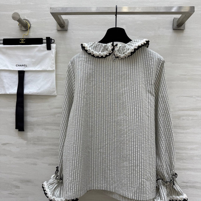 CC Vertical Striped T-shirt Gray Cotton