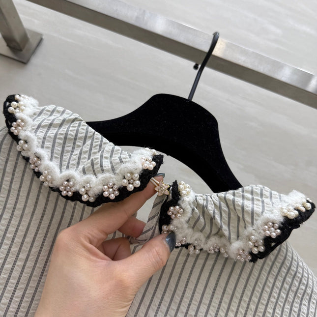 CC Vertical Striped T-shirt Gray Cotton