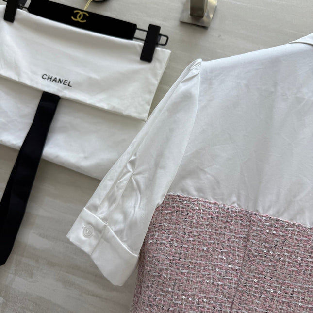 CC 25 Short Sleeved Tweed Pink Tweed Fabric