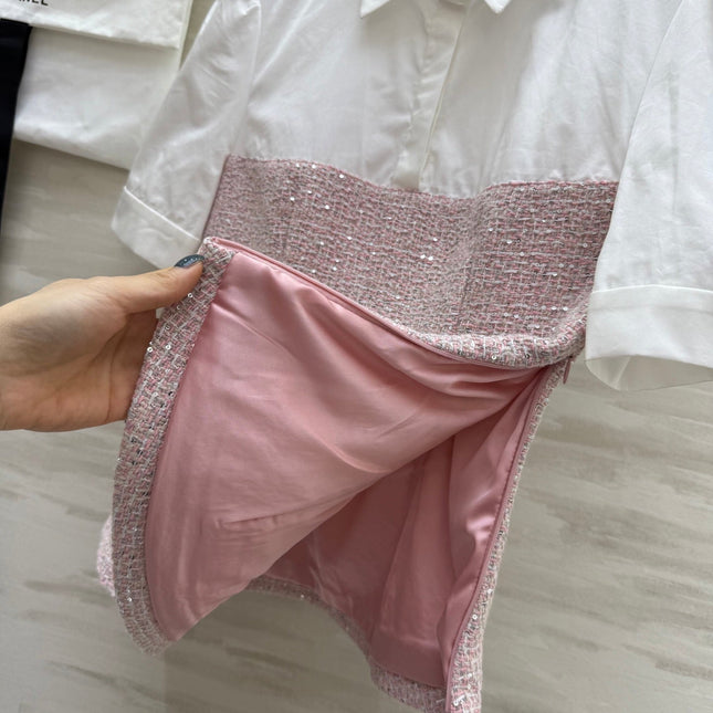 CC 25 Short Sleeved Tweed Pink Tweed Fabric