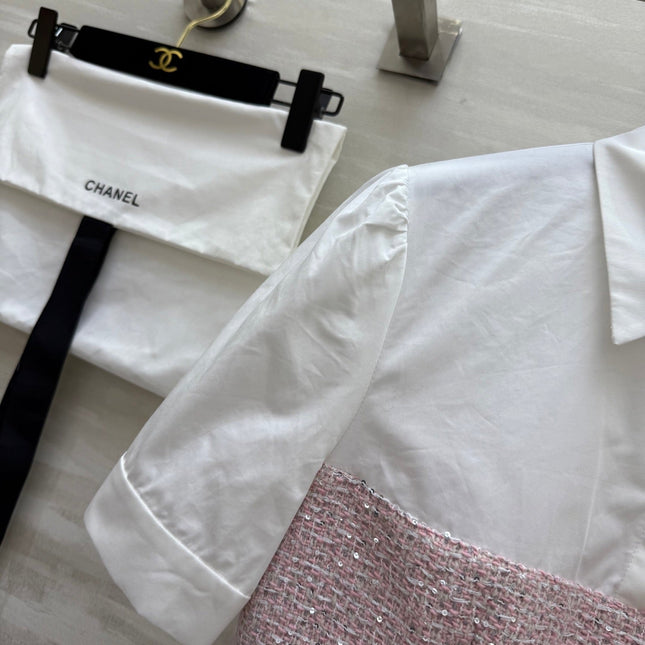 CC 25 Short Sleeved Tweed Pink Tweed Fabric