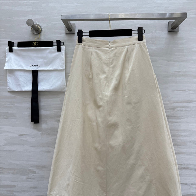 CC Pastoral Style Butterfly Skirt Beige Cotton