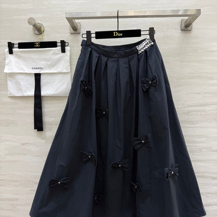 CC Bowknot Skirt Black Cotton
