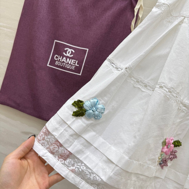 CC Floral Lace Patchwork Shirt White Cotton