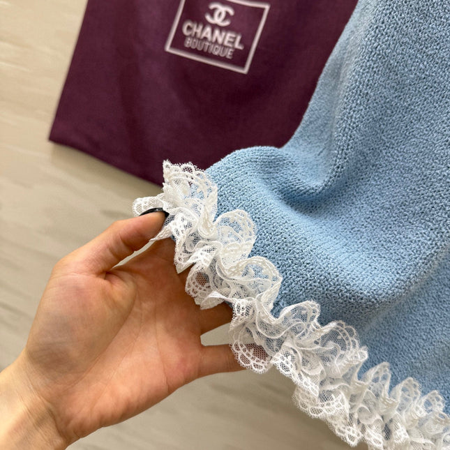 CC Patchwork Lace T-shirt Blue Cashmere