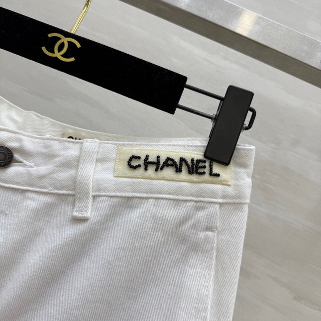 CC Beaded Jeans White Cotton