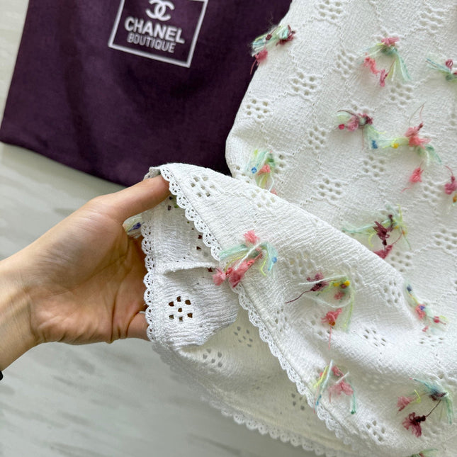 CC Hollow Lace T-shirt White Cotton