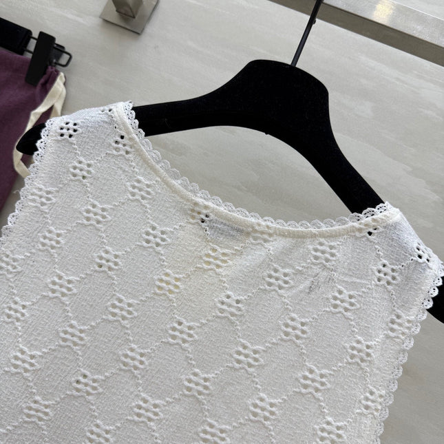 CC Hollow Lace T-shirt White Cotton