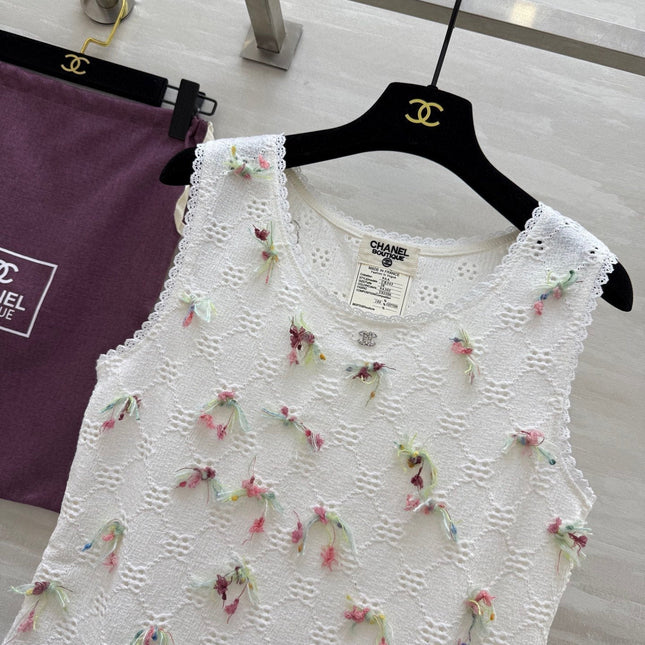 CC Hollow Lace T-shirt White Cotton