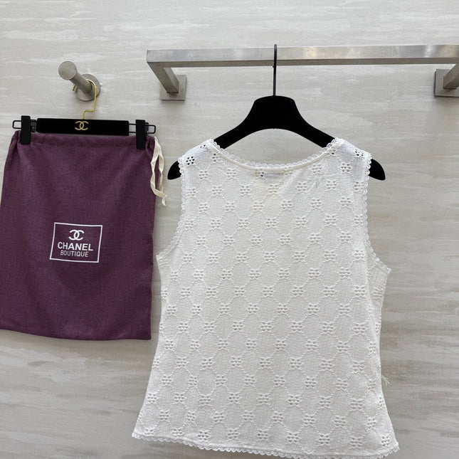 CC Hollow Lace T-shirt White Cotton