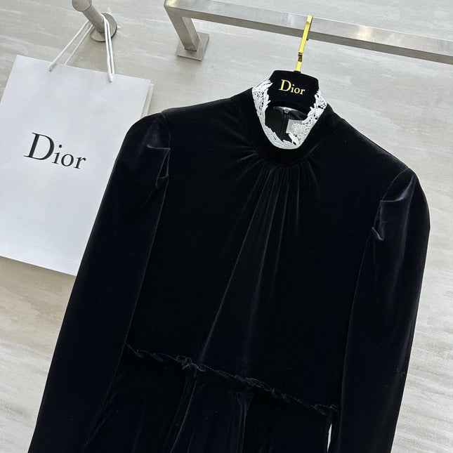 DIOR 25S LONG-SLEEVED VELVET DRESS STYLE 266