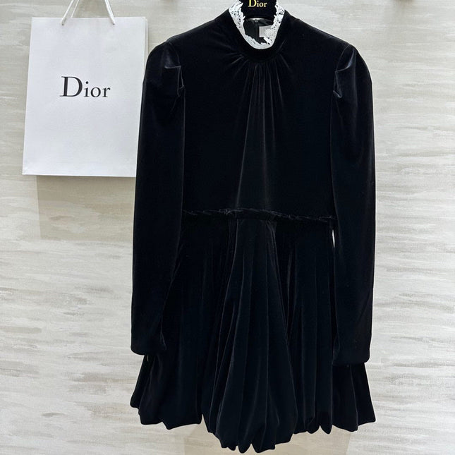 DIOR 25S LONG-SLEEVED VELVET DRESS STYLE 266