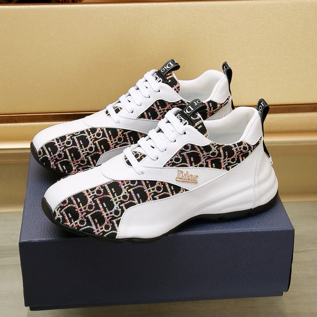 CD LINE SNEAKER WHITE CALFSKIN AND MONOGRAM BLACK FABRIC