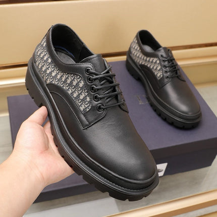 CD EXPLORER DERBY SHOE BLACK AND BEIGE CALFSKIN