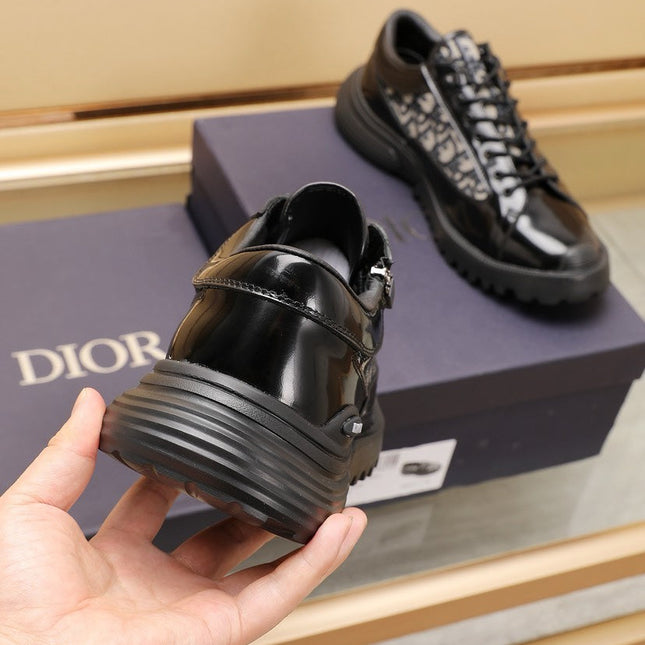 CD COMBAT DERBY SHOE BLACK AND BEIGE POLISHED CALFSKIN