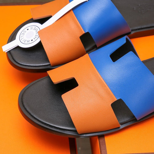 HM IZMIR SANDAL COBALT AND TIGER LAMBSKIN