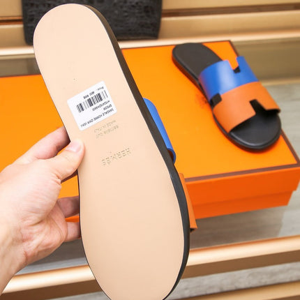 HM IZMIR SANDAL COBALT AND TIGER LAMBSKIN