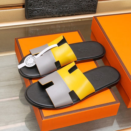 HM IZMIR SANDAL LEMON AND LIGHT GRAY LAMBSKIN