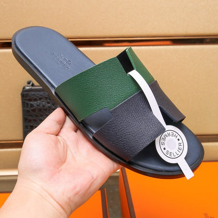 HM IZMIR SANDAL BLACK AND DARK GREEN LAMBSKIN