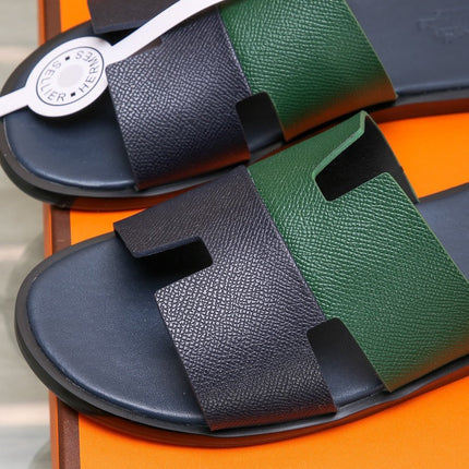 HM IZMIR SANDAL BLACK AND DARK GREEN LAMBSKIN