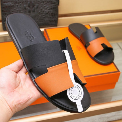 HM IZMIR SANDAL BLACK AND TIGER LAMBSKIN