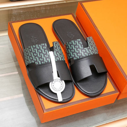 HM IZMIR SANDAL BLACK AND SAPPHIRE CALFSKIN