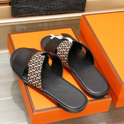 HM IZMIR SANDAL BLACK AND PEACHY CALFSKIN