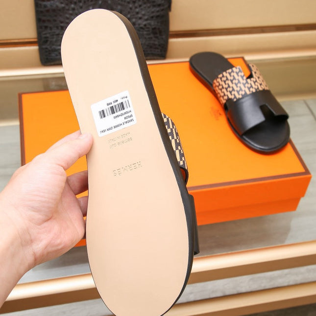 HM IZMIR SANDAL BLACK AND PEACHY CALFSKIN