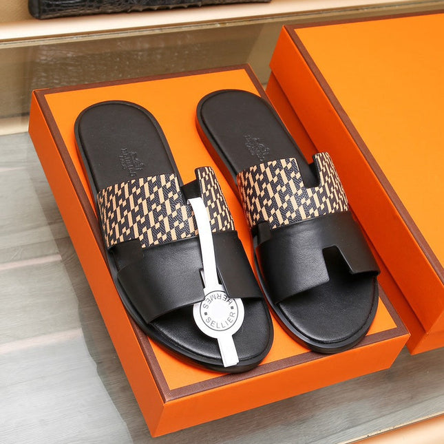 HM IZMIR SANDAL BLACK AND PEACHY CALFSKIN