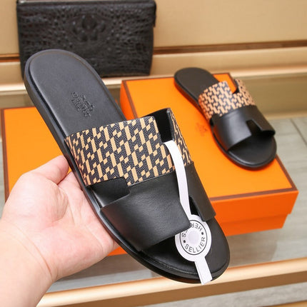 HM IZMIR SANDAL BLACK AND PEACHY CALFSKIN