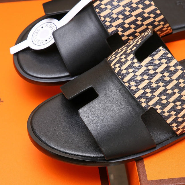 HM IZMIR SANDAL BLACK AND PEACHY CALFSKIN