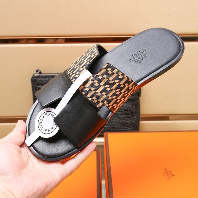 HM IZMIR SANDAL BLACK AND PEACHY CALFSKIN