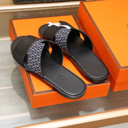 HM ORAN SANDAL BLACK AND LAVENDER CALFSKIN