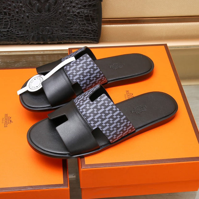HM ORAN SANDAL BLACK AND LAVENDER CALFSKIN