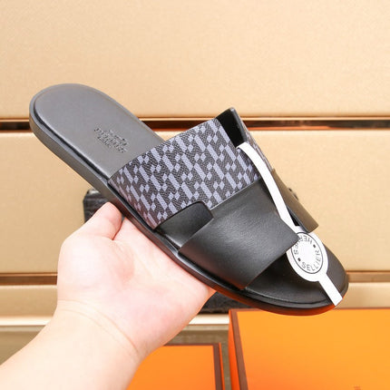 HM ORAN SANDAL BLACK AND LAVENDER CALFSKIN