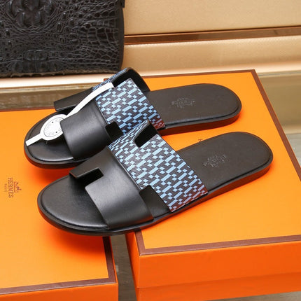 HM IZMIR SANDAL BLACK AND SKY CALFSKIN