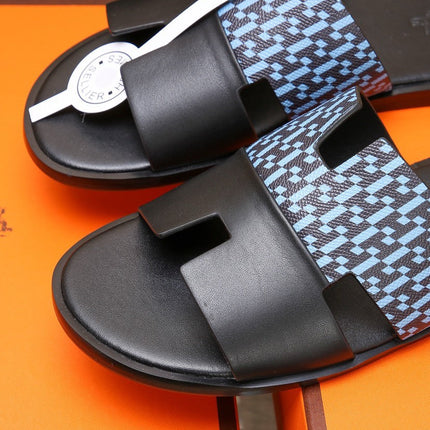 HM IZMIR SANDAL BLACK AND SKY CALFSKIN