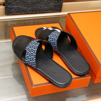 HM IZMIR SANDAL BLACK AND SKY CALFSKIN