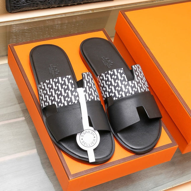HM IZMIR SANDAL BLACK AND WHITE CALFSKIN